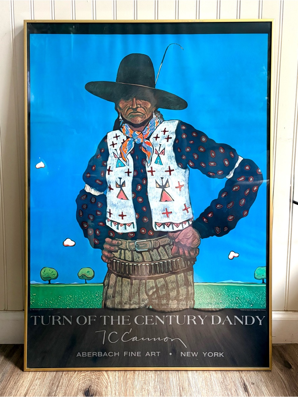 Vintage T.C. Cannon “Turn of the Century Dandy” Framed Fine Art Print VTG Tribal